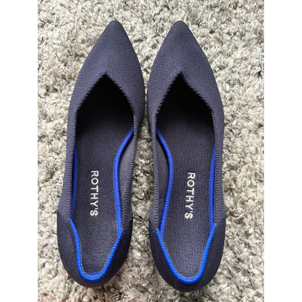 Rothy's The Point Navy Blue Knit Pointed Toe Flats Size 9 - Picture 2 of 7